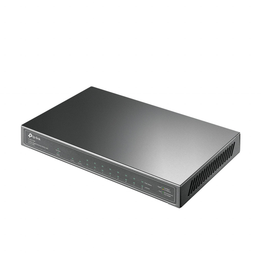 سوئیچ شبکه 10 پورت با 8 پورت +PoE تی پی لینک مدل TL-SG1210P